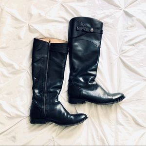 Women’s Tall Black Frye Leather Boots Size 10